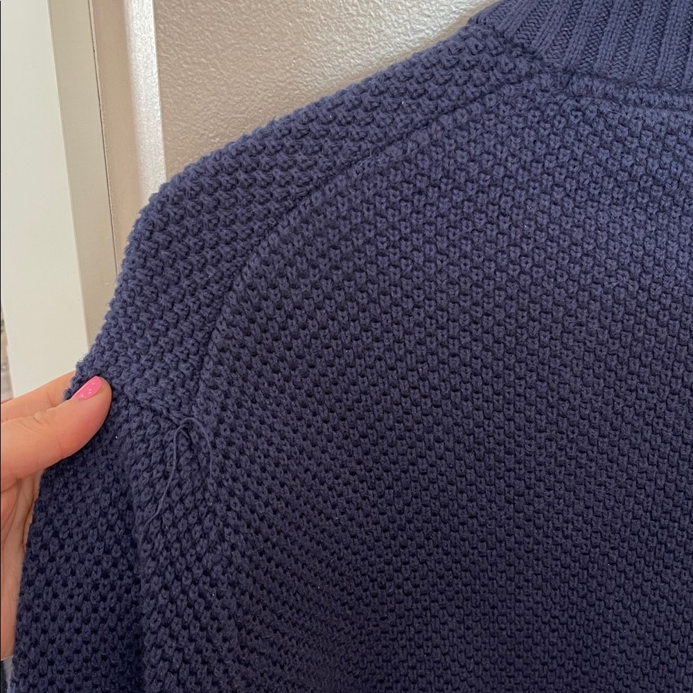 XL- IZOD Navy Textured V-Neck Button Pullover Sweater - Picture 7 of 9